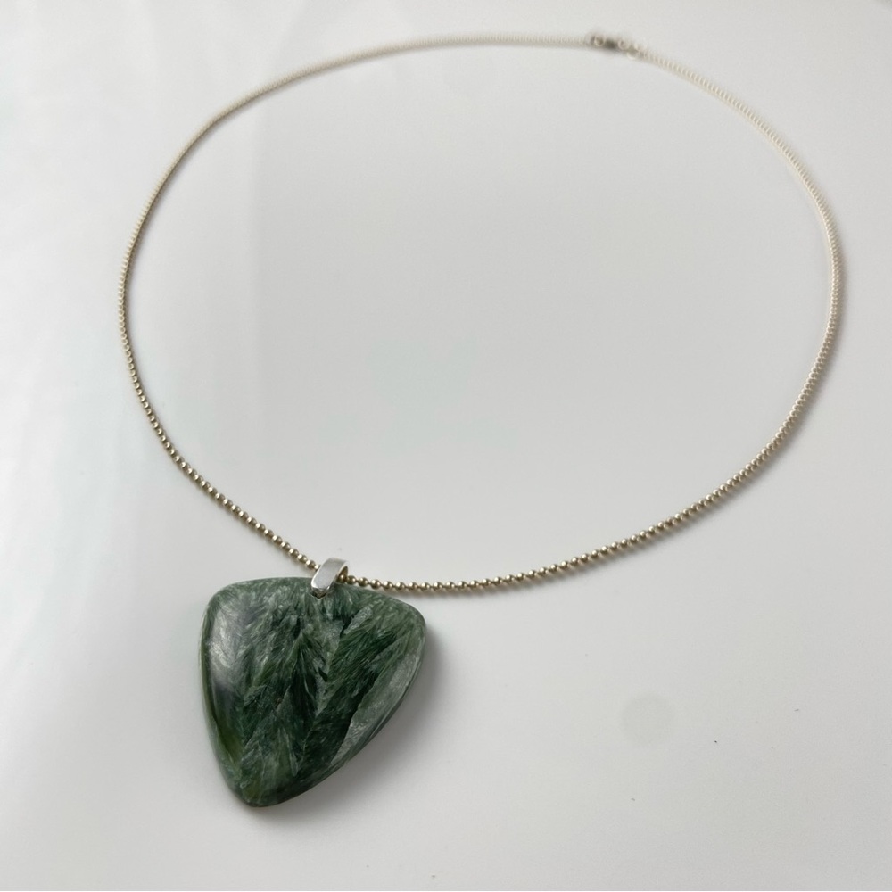 Seraphinite Sterling Ball Chain Necklace